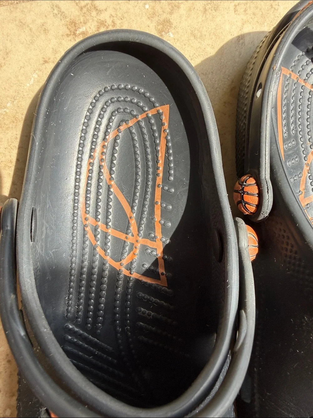 CROCS Black Kids Clogs with Basketball Charms size J6